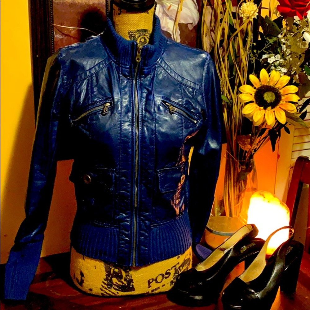 Xhilaration blue leather jacket